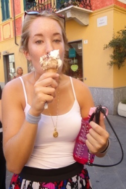 Dwyer enjoying gelato