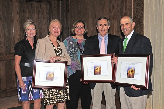 Bruce Cort, Michael Guerrieri and Kathryn Washburn receiving awards