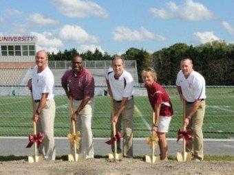 Coaches Jim Berkman and Sherman Wood; Athletics Director Mike Vienna; and Coaches Dawn Chamberlin and Jim Nestor