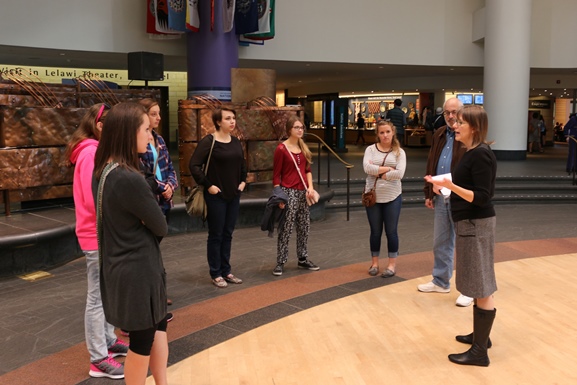 students gather for lecture