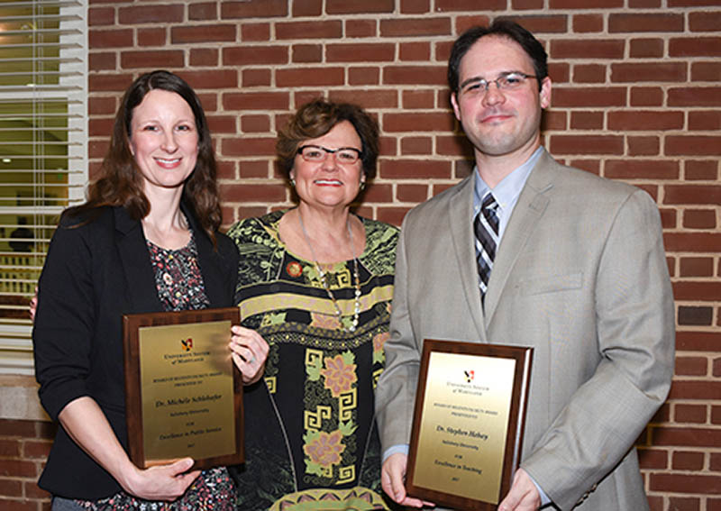 Michele Schlehofer, SU President Janet Dudley-Eshbach, Stephen Habay