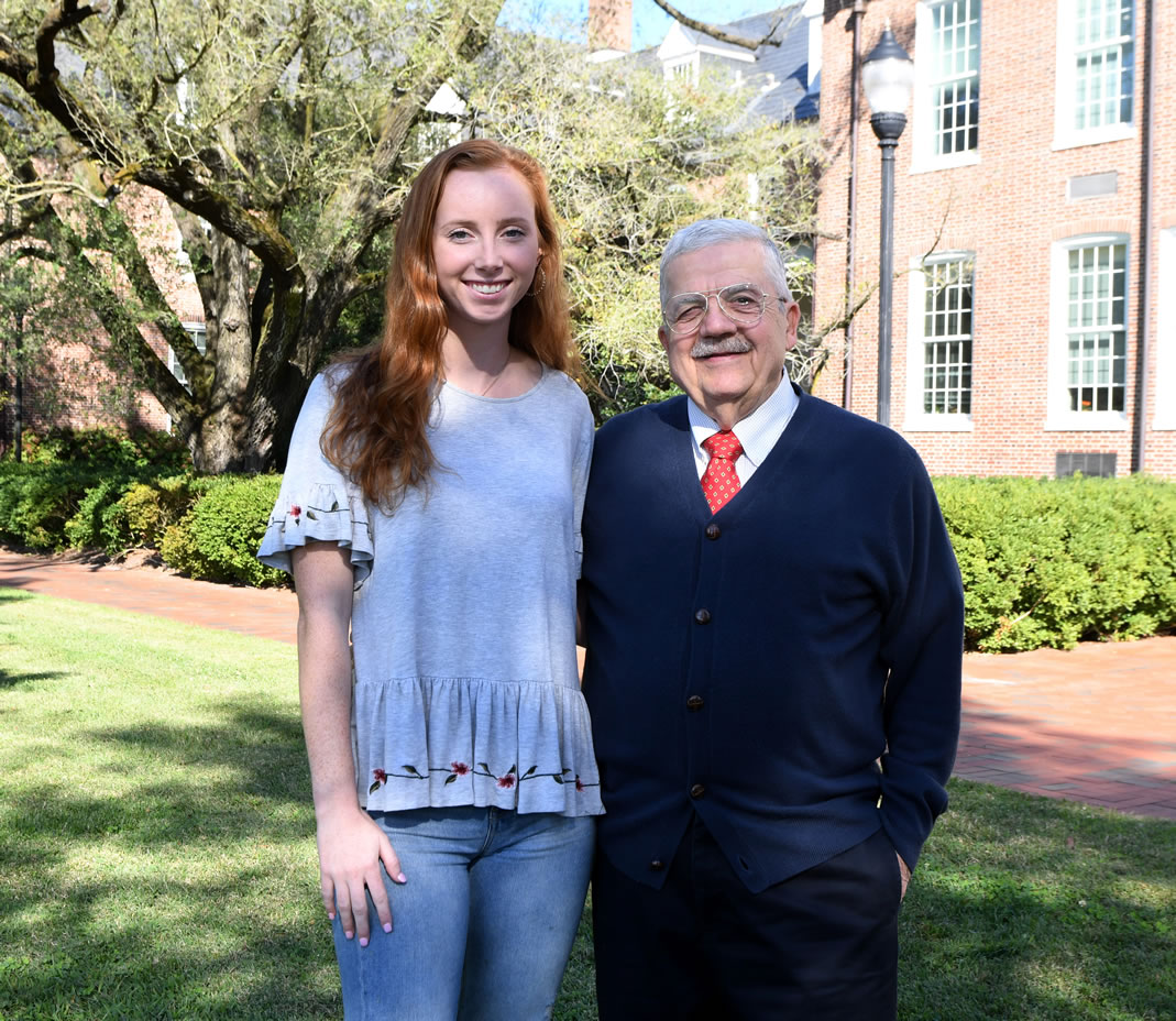 Scholarship recipient Katie Hantske meets her donor John Falcone